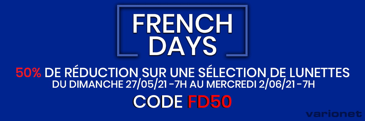 French days : 50% de réduction sur les lunettes de lecture, lunettes anti-lumière bleue