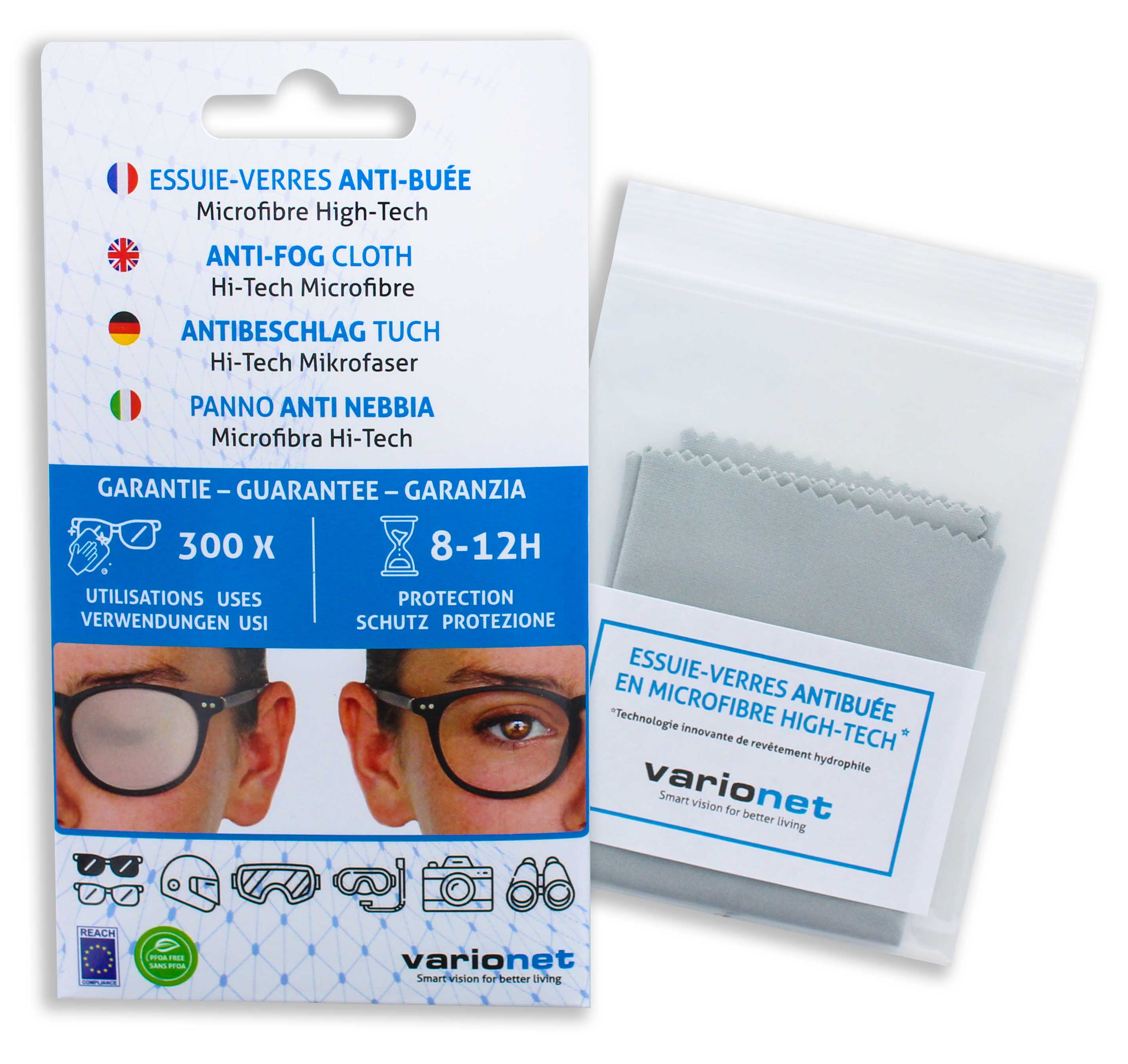 Lingettes nettoyantes lunettes anti buee efficaces - 50 lingettes