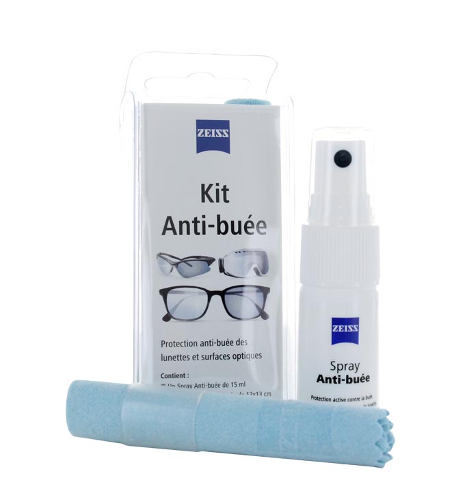 Kit anti-buée ZEISS : Spray anti-buée ZEISS et chiffon anti-buée